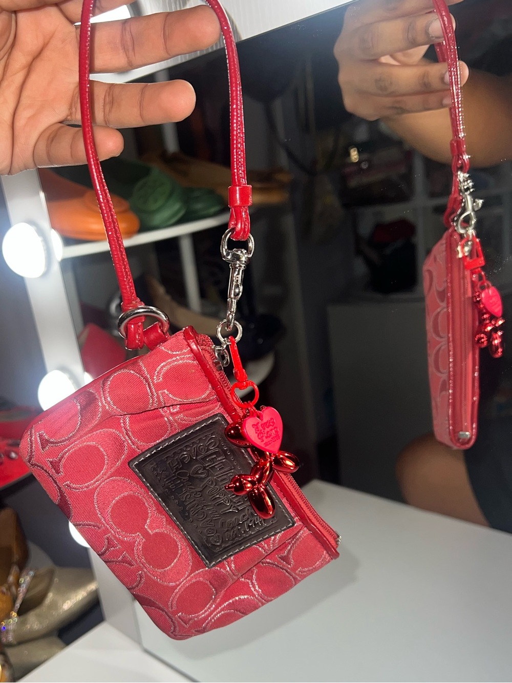 Coach Poppy Pink Signature Wristlet Pouch - Gem